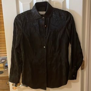 Black satin/silk look bugatchi womens button down shirt